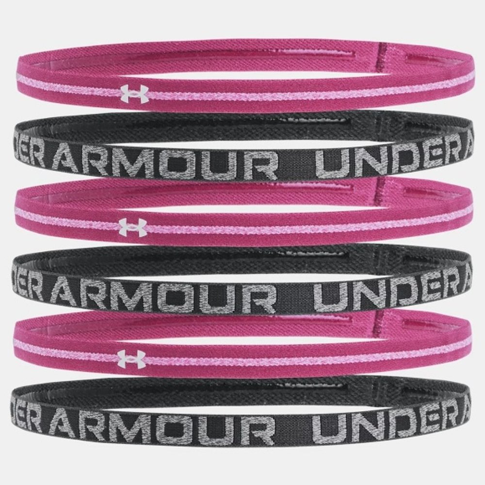 Under Armour Set of 6  Elasticated Headbands Grey / Fuschia